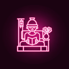 cancer patient in hospital icon. Elements of Cancer day in neon style icons. Simple icon for websites, web design, mobile app, info graphics