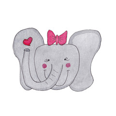 Elephant in love watercolor