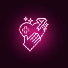 Fototapeta premium protection from cancer icon. Elements of Cancer day in neon style icons. Simple icon for websites, web design, mobile app, info graphics