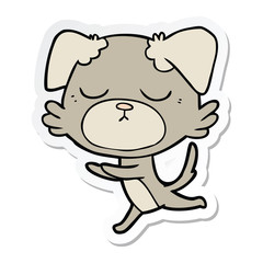 sticker of a cute cartoon dog
