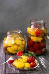 Jars of fermented vegetables.