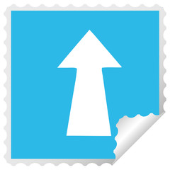 quirky square peeling sticker cartoon arrow