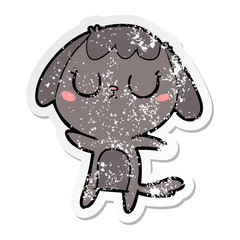 distressed sticker of a cute cartoon dog