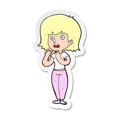 sticker of a cartoon shocked woman