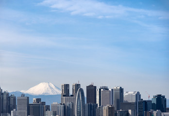 Tokyo skyline and Mountain fuji in Japan.