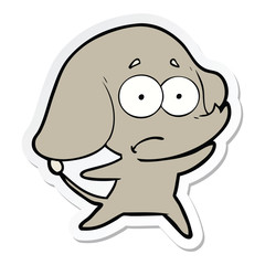 sticker of a cartoon unsure elephant
