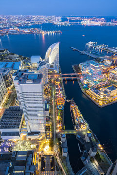 Yokohama city aerial view