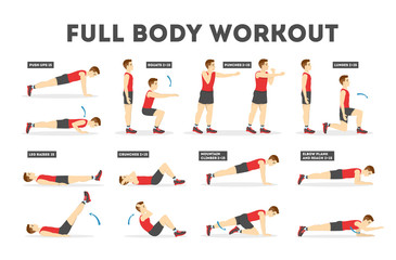 Full body workout set. Exercise for man