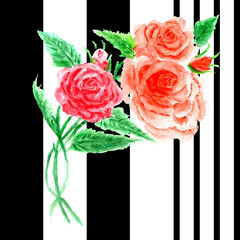 Bouquet of flower on black stripes
