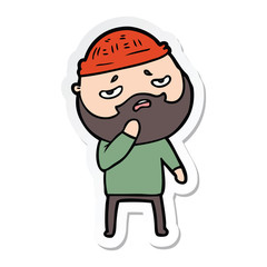 sticker of a cartoon worried man with beard