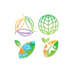 Leaf Logo Design Vector Template Set