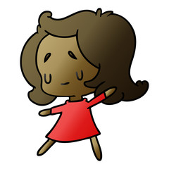 gradient cartoon of a cute kawaii girl
