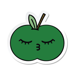 sticker of a cute cartoon juicy apple