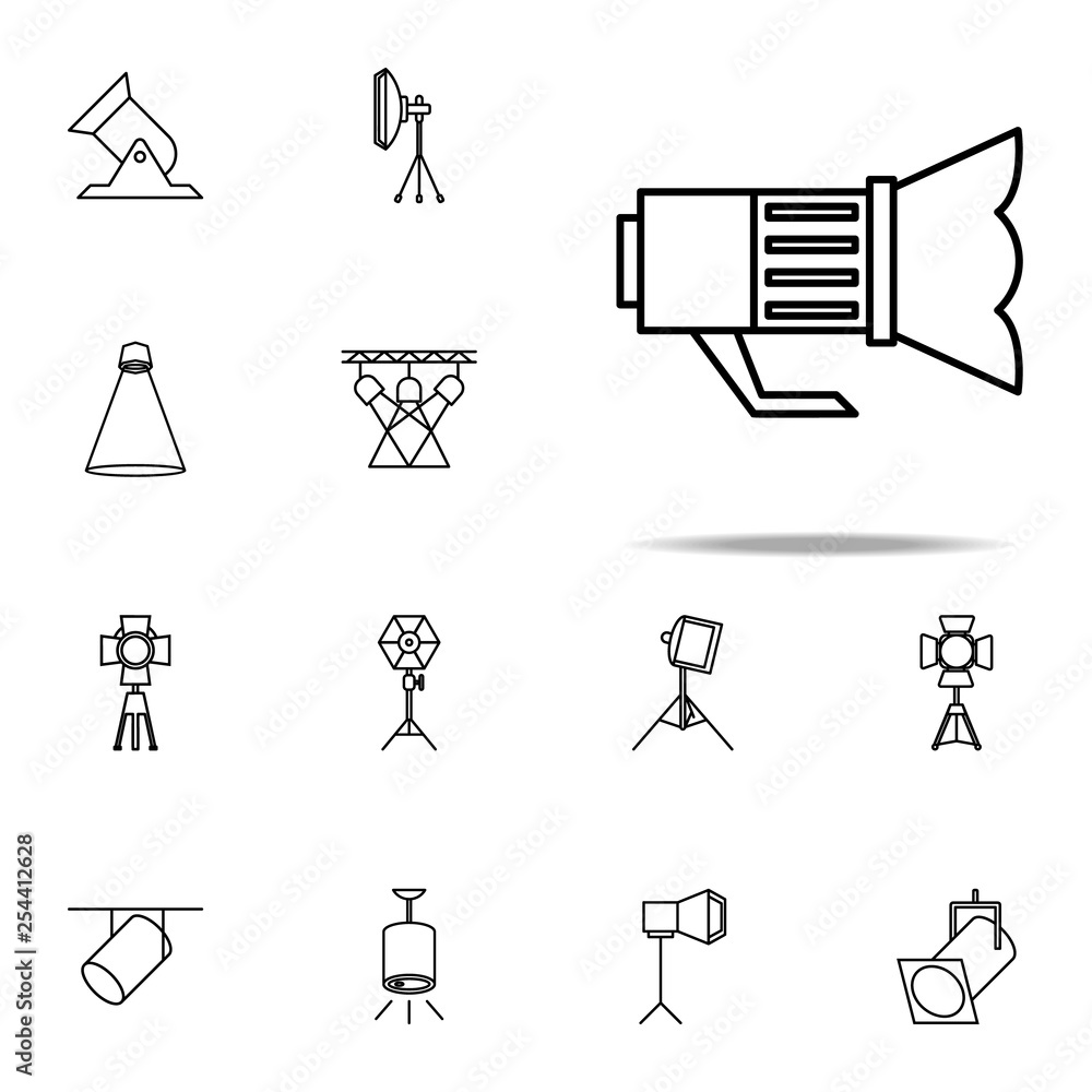 Poster light for camera icon. spotlight icons universal set for web and mobile