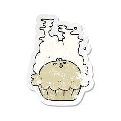 retro distressed sticker of a cartoon pie