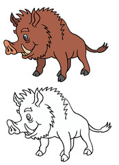 coloring pages for childrens with funny animals, wild boar