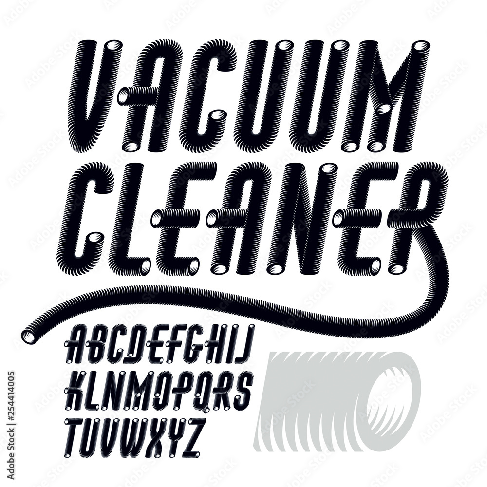 Poster set of condensed, tall, cool vector upper case alphabet letters isolated. trendy italic font, script