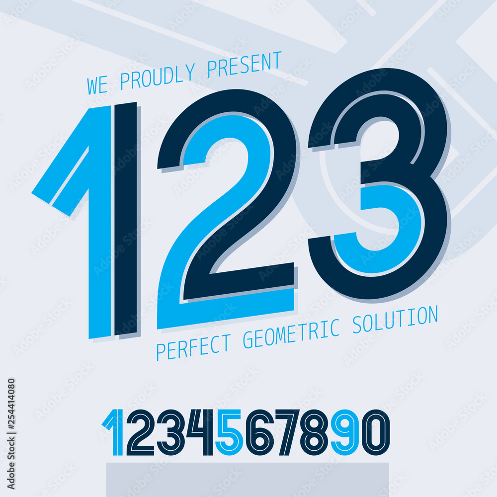 Poster set of vector numbers made with white lines, can be used for logo creation in public relations busin