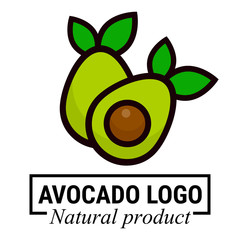 cartoon avocados with leaves vector set logo