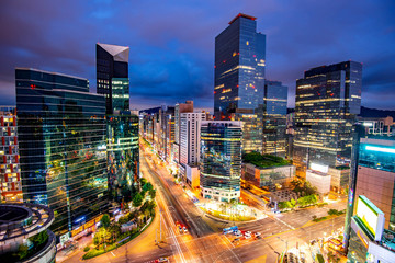 View of downtown at gangnam square in seoul city south Korea 