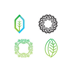 Leaf Logo Design Vector Template Set