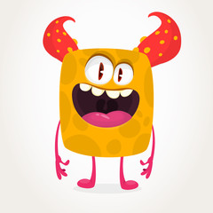 Cartoon surprised and curious monster design. Vector illustration