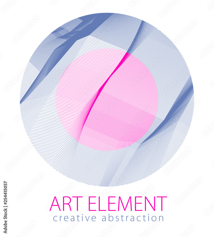 Aufkleber abstraction art linear textured element in round shape. vector abstract 3d perspective background fo