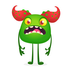 Angry cartoon monster. Halloween vector illustration