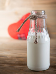 Glass bottle of fresh milk