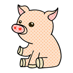 quirky comic book style cartoon pig