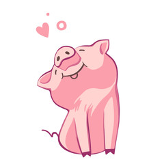 Funny pig. Isolated on white. Cute illustration. Symbol of the year in the Chinese calendar.