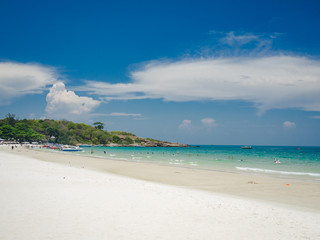 Tropical Thailand island Koh Samet with white sandy beach and sea