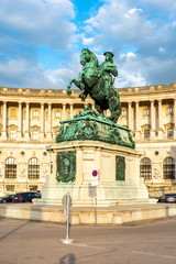 Fototapeta na wymiar Statue of Prince Eugene in front of Hofburg palace, Vienna, Austria