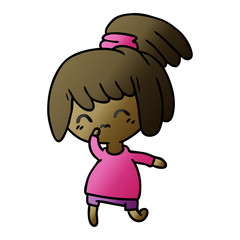 gradient cartoon of cute kawaii girl