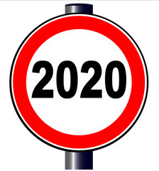 2020 New Year Date Traffic Sign