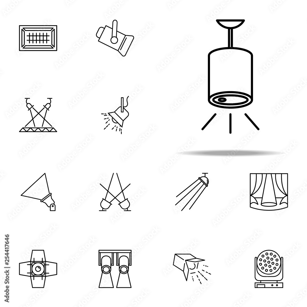 Aufkleber lamp with detector icon. spotlight icons universal set for web and mobile