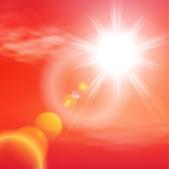 Magic sky with shining stars and rays of light.