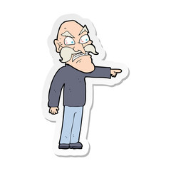 sticker of a cartoon furious old man