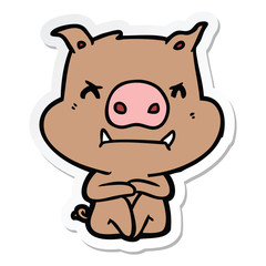 sticker of a angry cartoon pig