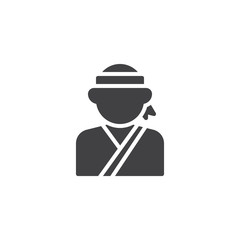 Shaolin monk vector icon. filled flat sign for mobile concept and web design. Samurai glyph icon. Faceless people avatar symbol, logo illustration. Pixel perfect vector graphics