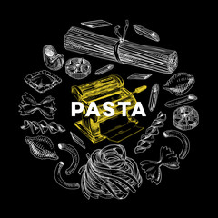 vector hand drawn pasta Illustration.