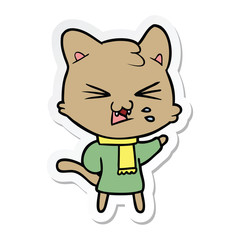 sticker of a cartoon hissing cat