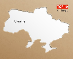 Ukraine map on craft paper texture. Template for infographics. Creative travel and business concept.