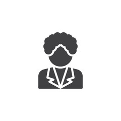 Curly hair man vector icon. filled flat sign for mobile concept and web design. Frizzy hair boy glyph icon. Faceless people avatar symbol, logo illustration. Pixel perfect vector graphics