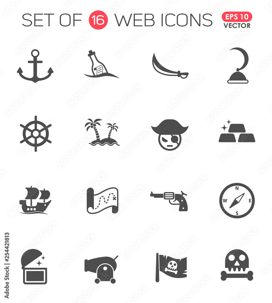 Poster pirates vector icons for web, mobile and user interface design
