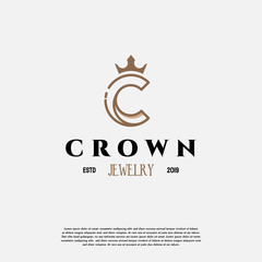 C initial Crown logo designs vector, C Crown Fashion logo