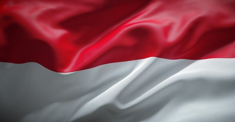 Flag of Indonesia waving in the wind.