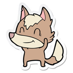 sticker of a friendly cartoon wolf