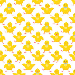 Easter seamless pattern.Cute little chicks.Easter holiday decorative background perfect for prints,flyers,banners,holiday invitations and more.Vector Easter illustration.