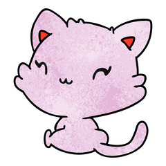 textured cartoon of cute kawaii kitten